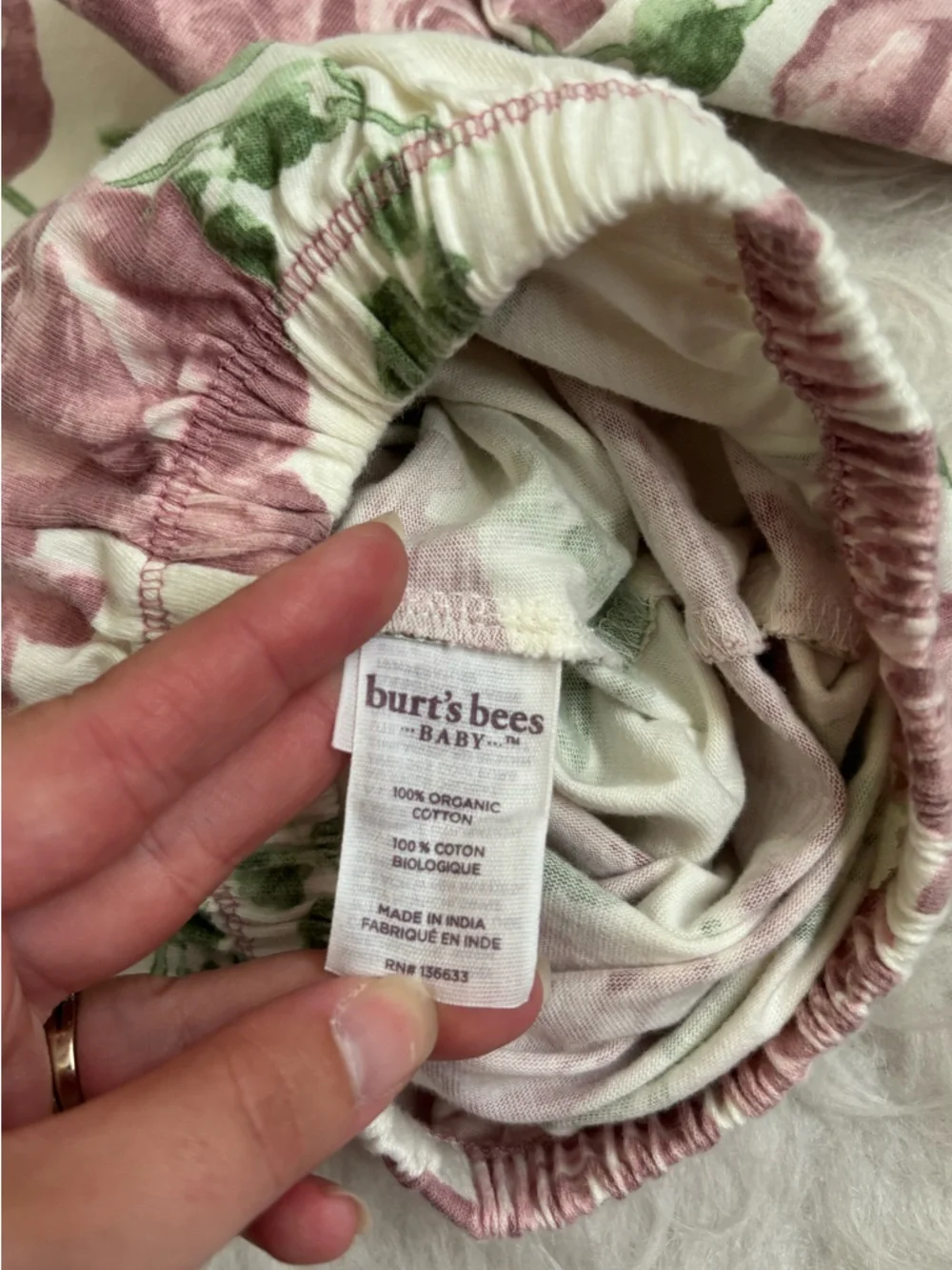 Burt's Bees Floral Rose Print Long Sleeve Baby Sleep Gown and Hat